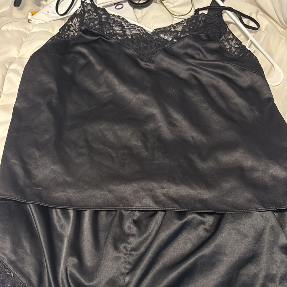 Sleek Black Lace Chemise